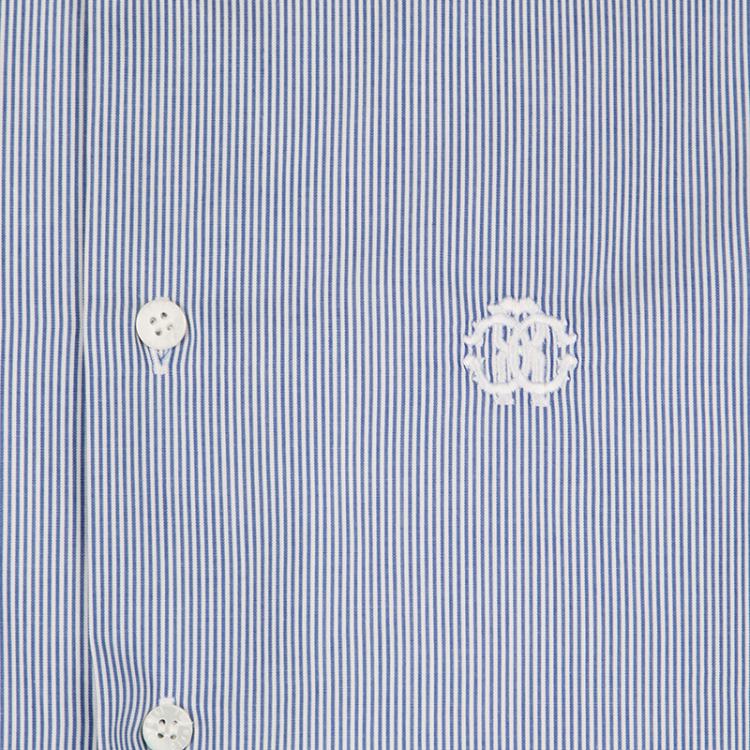 Pre Owned Roberto Cavalli Blue and White Striped Cotton Long Sleeve Slim Fit Shirt M