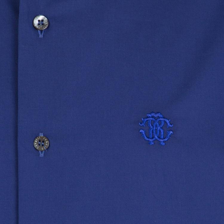 مملوكة مسبقًا Roberto Cavalli Dark Blue Cotton Long Sleeve Slim Fit Shirt XL