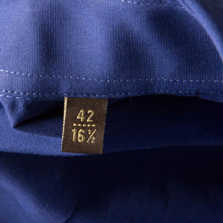 مملوكة مسبقًا Roberto Cavalli Dark Blue Cotton Long Sleeve Slim Fit Shirt XL