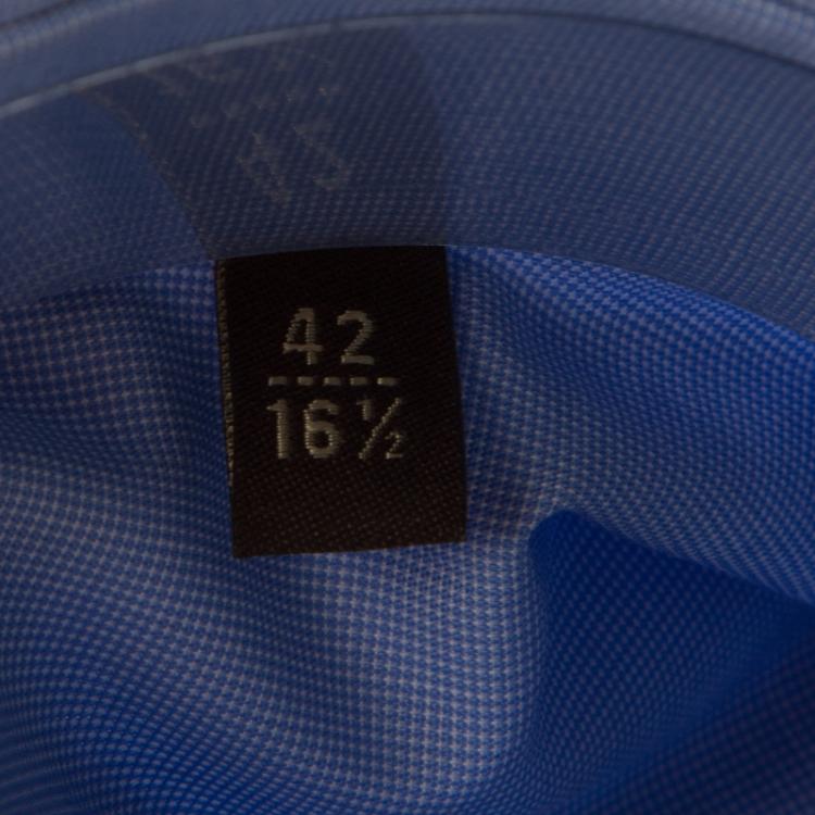 Pre Owned Roberto Cavalli Blue Cotton Logo Embroidered Long Sleeve Slim Fit Shirt XL