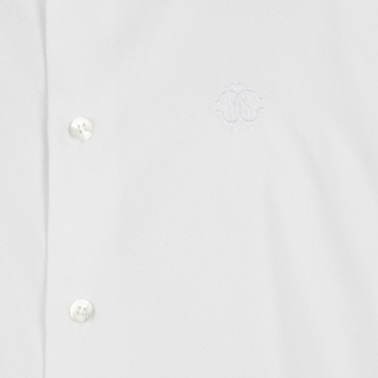Pre Owned Roberto Cavalli White Self Dot Cotton Dobby Long Sleeve Slim Fit Shirt 4XL