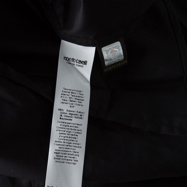 Pre Owned Roberto Cavalli Black Cotton Long Sleeve Button Front Slim Fit Shirt 4XL