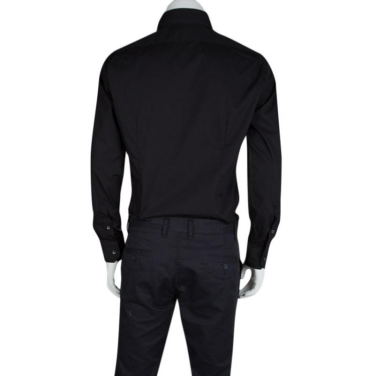 Pre Owned Roberto Cavalli Black Cotton Long Sleeve Button Front Slim Fit Shirt L
