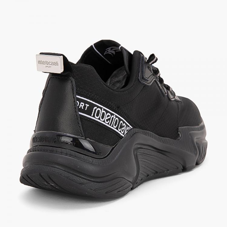 مملوكة مسبقًا Roberto Cavalli Black Nylon/Leather Halvin Transparent Panels Sneakers Size EU 41
