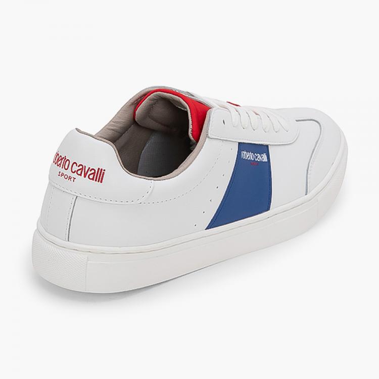 مملوكة مسبقًا Roberto Cavalli White Spacestar Leather Sneakers Size EU 41