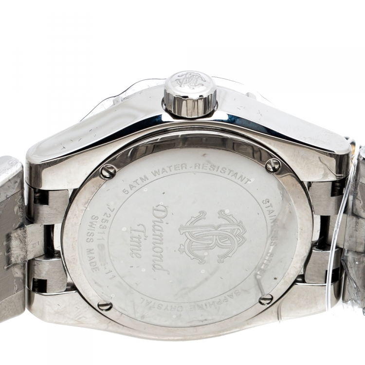 Pre Owned  Roberto Cavalli Black Stainless Steel Diamond Time R7253116525 Men's Wristwatch 41 mm