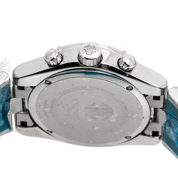 مملوكة مسبقًا Roberto Cavalli Silver Stainless Steel Diamond Time R7253616015 Chronograph Men's Wristwatch 45.50 mm