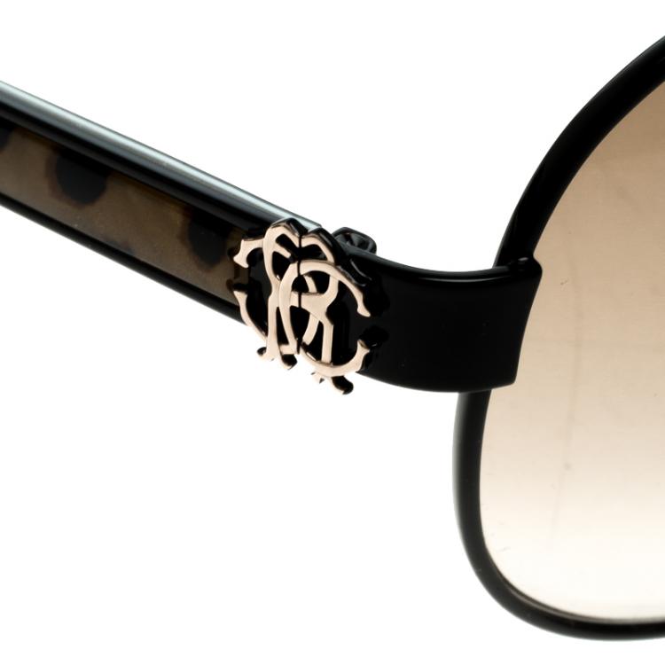 Pre Owned Roberto Cavalli Black Gorgonea 892S Aviator Sunglasses