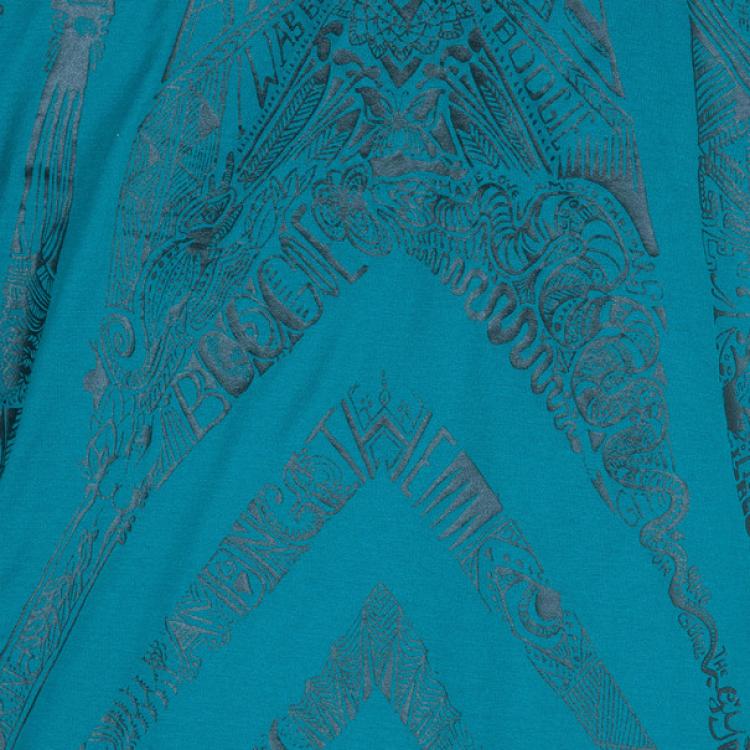 Pre Owned Roberto Cavalli Turquoise Abstract Print Men's T-Shirt XXL
