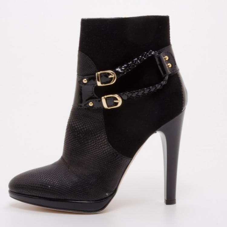 Pre Owned Roberto Cavalli Black Ankle Boots Size 39