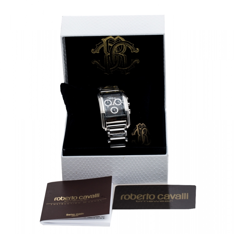 Pre Owned Roberto Cavalli Grey Stainless Steel Eson R7253955025 Men's Wristwatch 31 mm