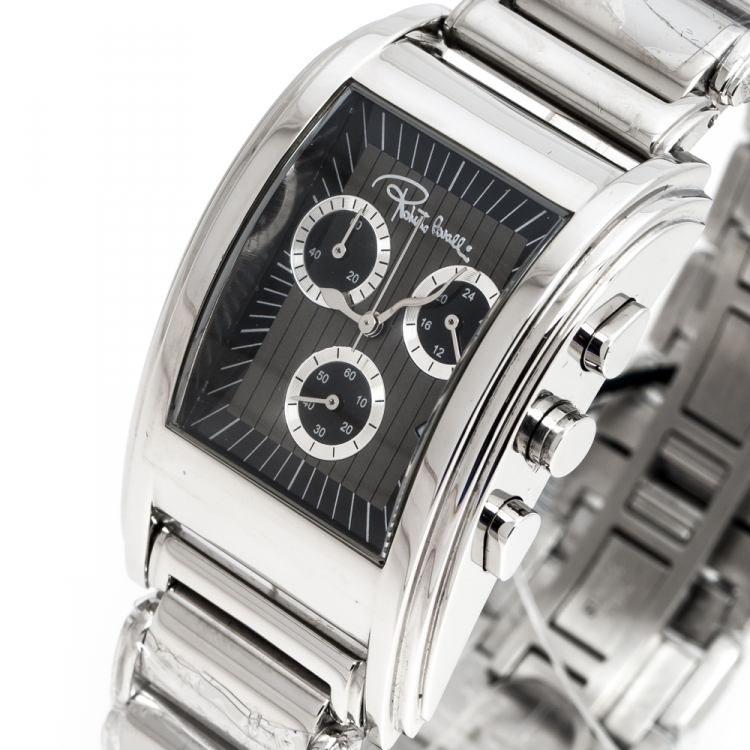 Pre Owned Roberto Cavalli Grey Stainless Steel Eson R7253955025 Men's Wristwatch 31 mm
