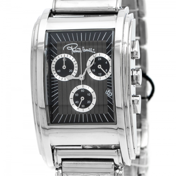 Pre Owned Roberto Cavalli Grey Stainless Steel Eson R7253955025 Men's Wristwatch 31 mm