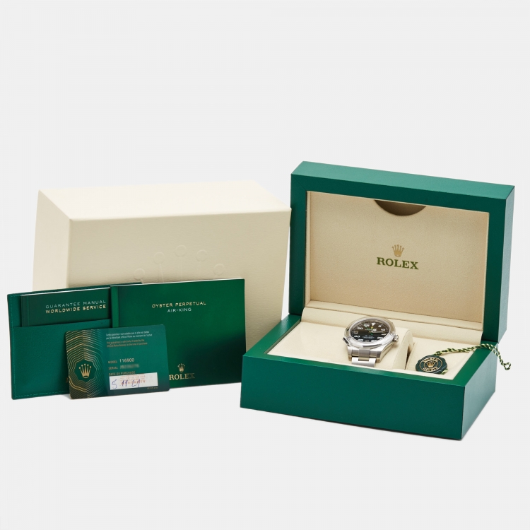 مملوكة مسبقًا Rolex Black Oystersteel Air-King 116900-0001 Men's Wristwatch 40 mm