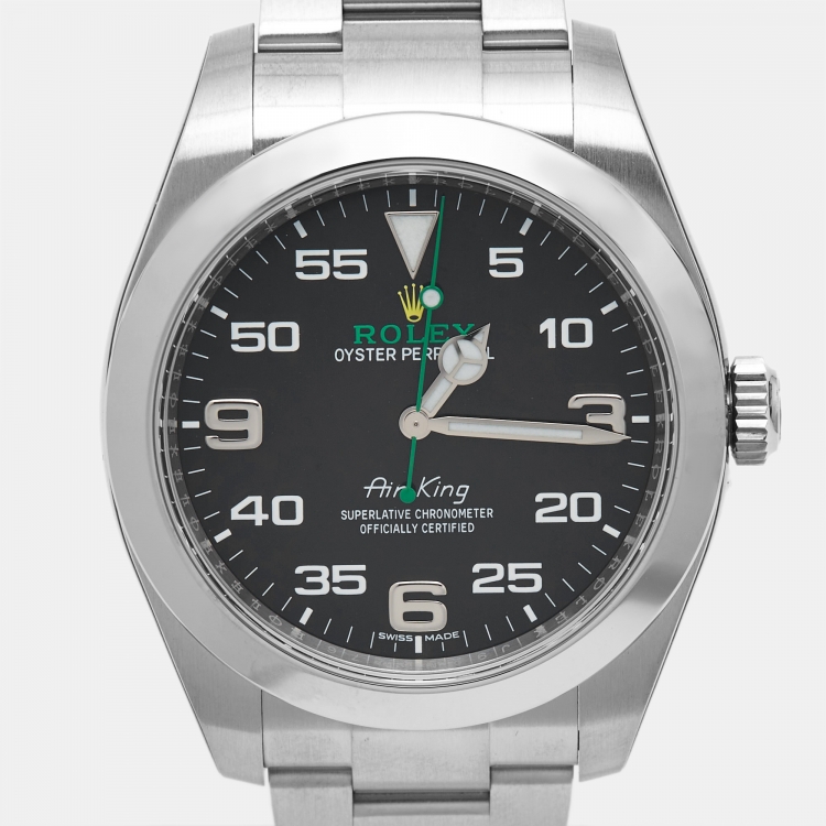 مملوكة مسبقًا Rolex Black Oystersteel Air-King 116900-0001 Men's Wristwatch 40 mm
