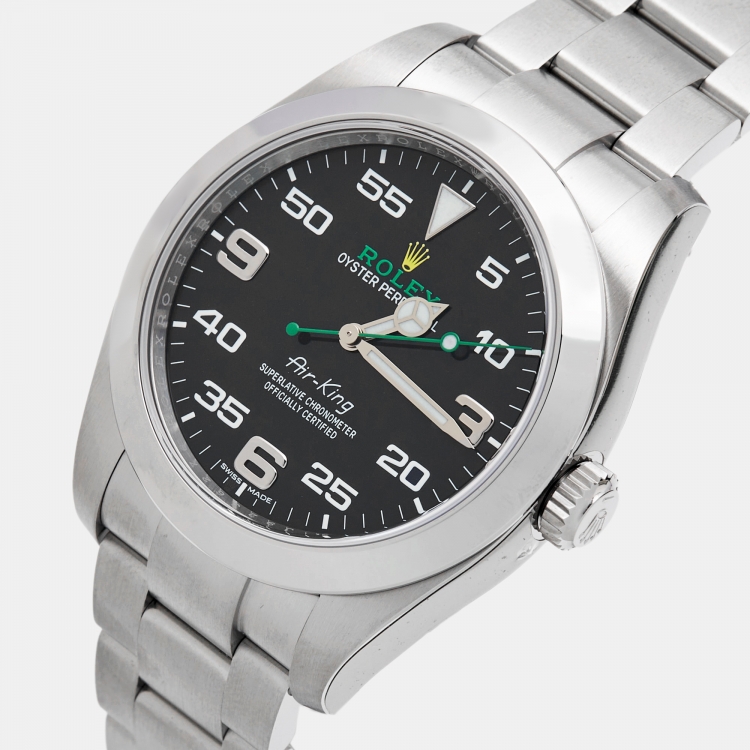 مملوكة مسبقًا Rolex Black Oystersteel Air-King 116900-0001 Men's Wristwatch 40 mm