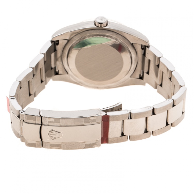 Pre Owned Rolex Silver Jubilee Dial 18K White Gold Stainless Steel and Diamonds Datejust 116234 Men's Wristwatch 36 mm