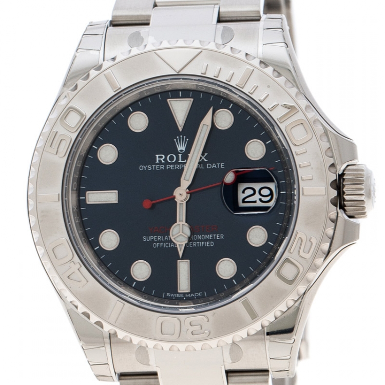 Pre Owned Rolex Blue Stainless Steel Oyster Perpetual Yacht-Master 116622 Men's Wristwatch 40 mm