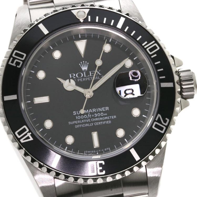 Pre Owned Rolex Black Stainless Steel Submariner Men's Wristwatch 40MM