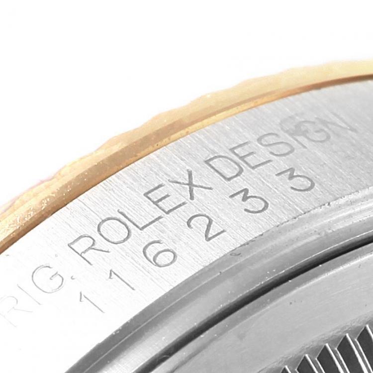 Pre Owned Rolex Silver 18K Yellow Gold and Stainless Steel Datejust Men's Wristwatch 36MM