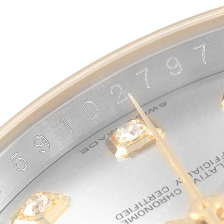 Pre Owned Rolex Silver 18K Yellow Gold and Stainless Steel Datejust Men's Wristwatch 36MM