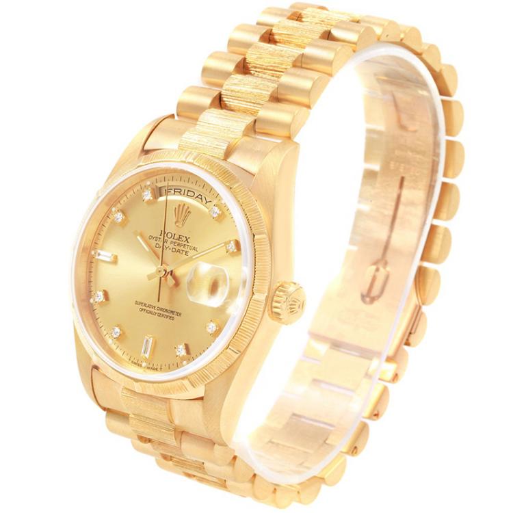Pre Owned Rolex Champagne 18K Yellow Gold President Day-Date Men's Wristwatch 36MM