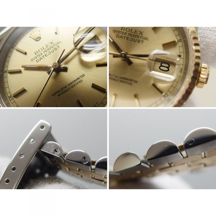 Pre Owned Rolex Champagne 18K Yellow Gold and Stainless Steel Datejust Men's Wristwatch 35MM