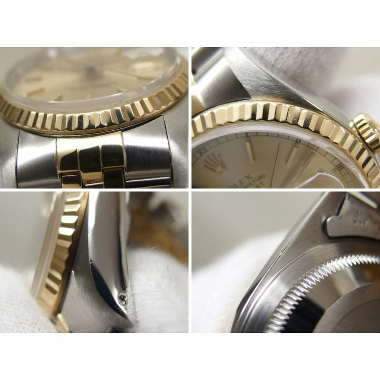 Pre Owned Rolex Champagne 18K Yellow Gold and Stainless Steel Datejust Men's Wristwatch 35MM