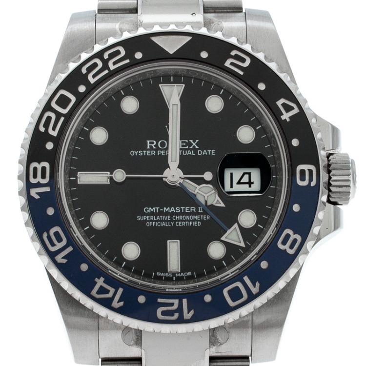 Pre Owned Rolex Black Stainless Steel GMT-Master II 'Batman' 116710 Men's Wristwatch 40 mm