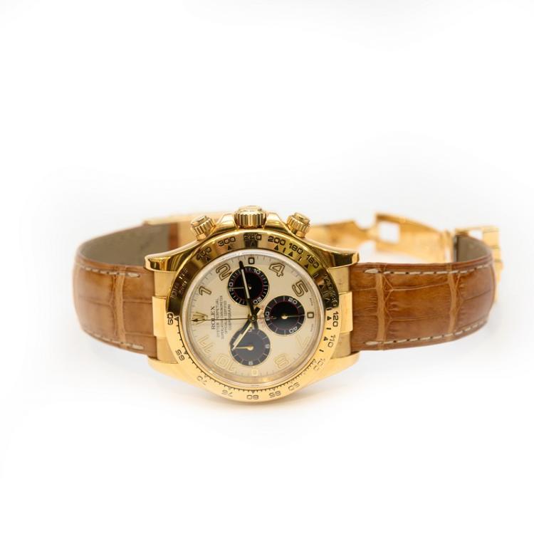 Pre Owned Rolex White 18K Yellow Gold Cosmograph Daytona Men's Wristwatch 40MM