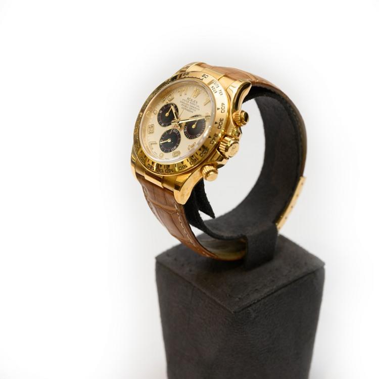 Pre Owned Rolex White 18K Yellow Gold Cosmograph Daytona Men's Wristwatch 40MM