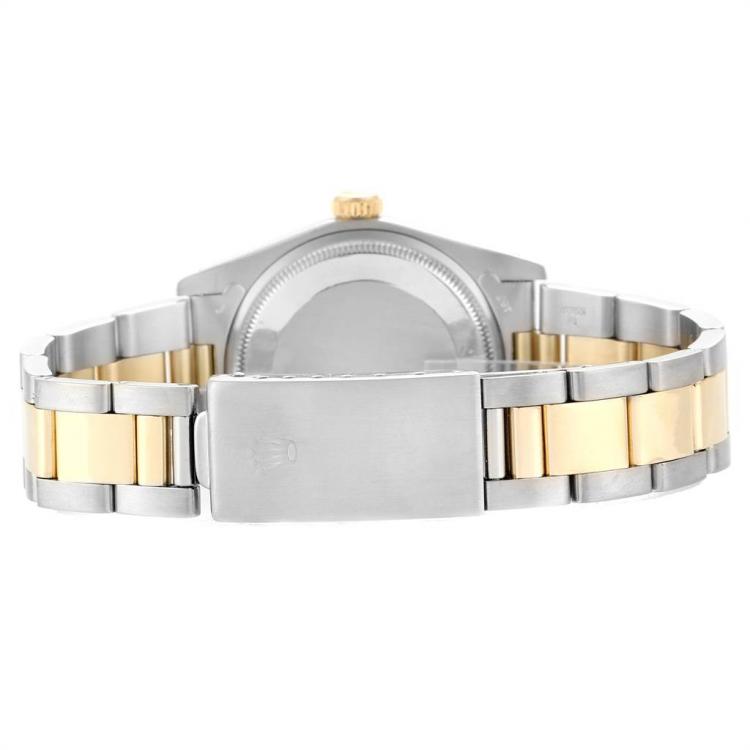 Pre Owned Rolex Silver 14K Yellow Gold and Stainless Steel Date Vintage 1505 Men's Wristwatch 34MM