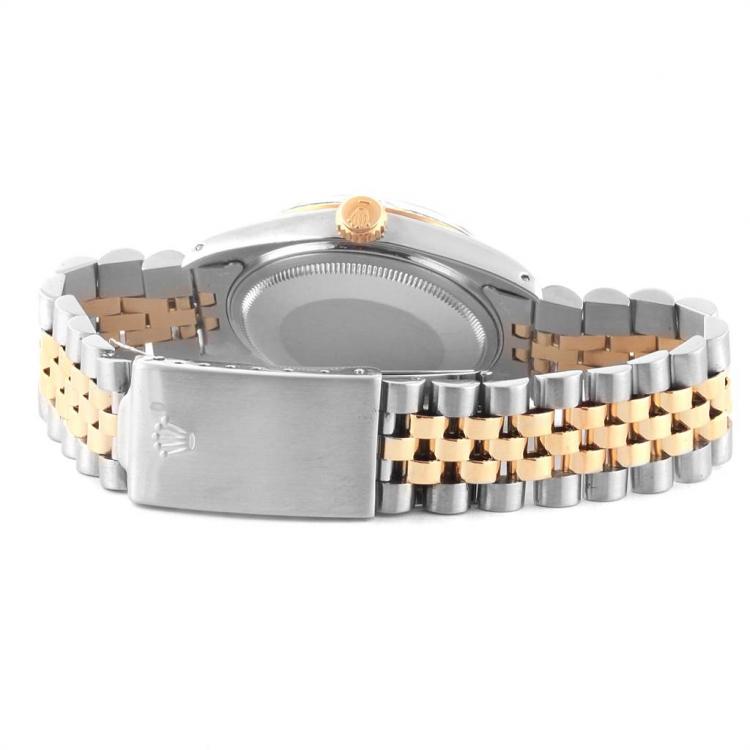 Pre Owned Rolex Champagne 18K Yellow Gold and Stainless Steel Datejust Vintage 16013 Men's Wristwatch 36MM