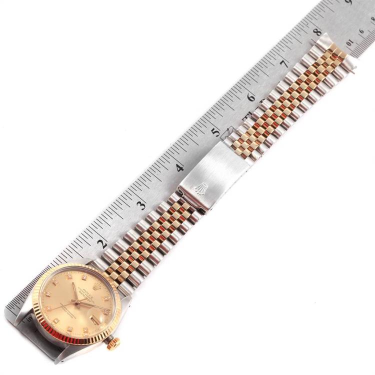 Pre Owned Rolex Champagne 18K Yellow Gold and Stainless Steel Datejust Vintage 16013 Men's Wristwatch 36MM