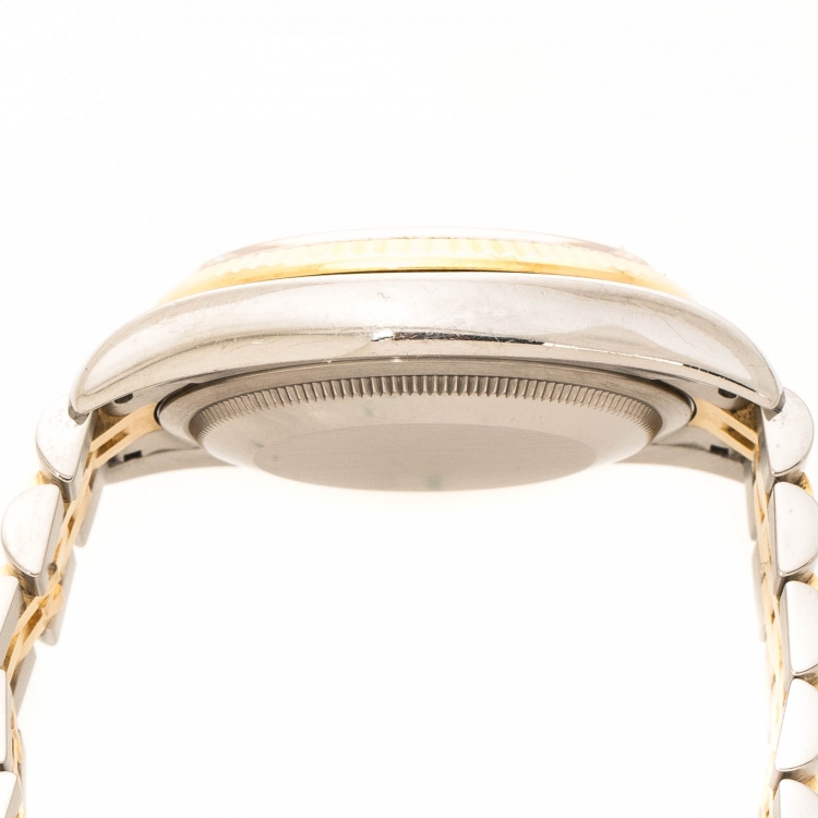 Pre Owned Rolex White 18K Yellow Gold Stainless Steel Datejust 36 116233 Men's Wristwatch 36 mm
