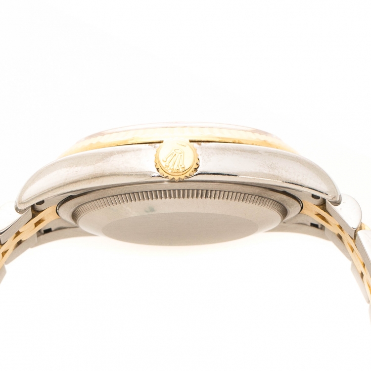 Pre Owned Rolex White 18K Yellow Gold Stainless Steel Datejust 36 116233 Men's Wristwatch 36 mm