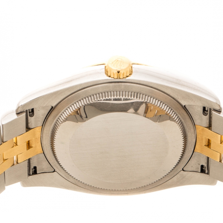 Pre Owned Rolex White 18K Yellow Gold Stainless Steel Datejust 36 116233 Men's Wristwatch 36 mm