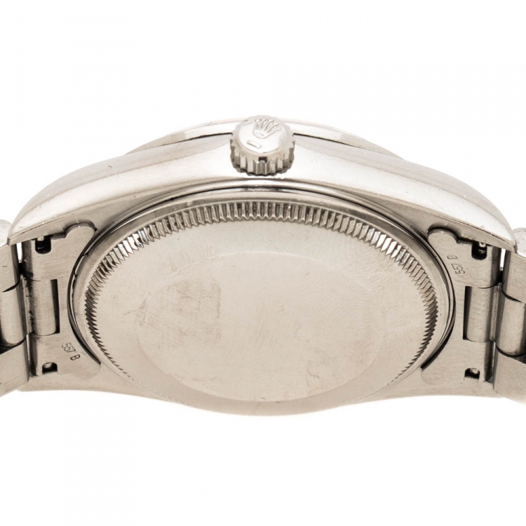 Pre Owned Rolex Peach Stainless Steel Air-King 14010 Unisex Wristwatch 34 mm