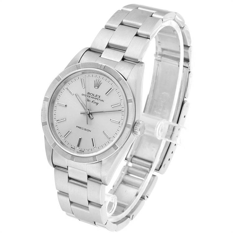 Pre Owned Rolex Silver Stainless Steel Air King 14010 Men's Wristwatch 34MM