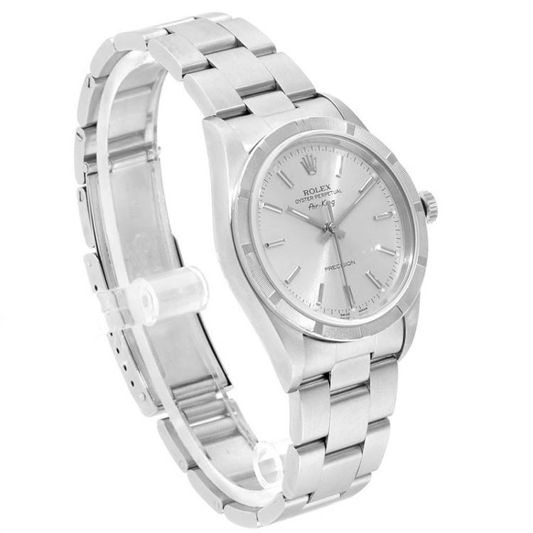 Pre Owned Rolex Silver Stainless Steel Air King 14010 Men's Wristwatch 34MM