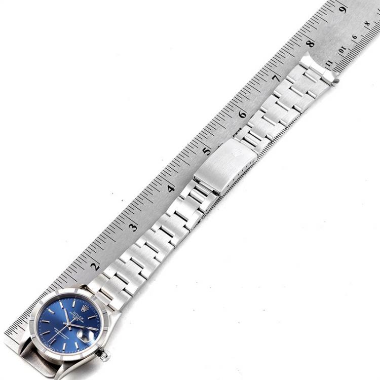 Pre Owned Rolex Blue Stainless Steel Date Automatic 15210 Men's Wriswatch 34 MM