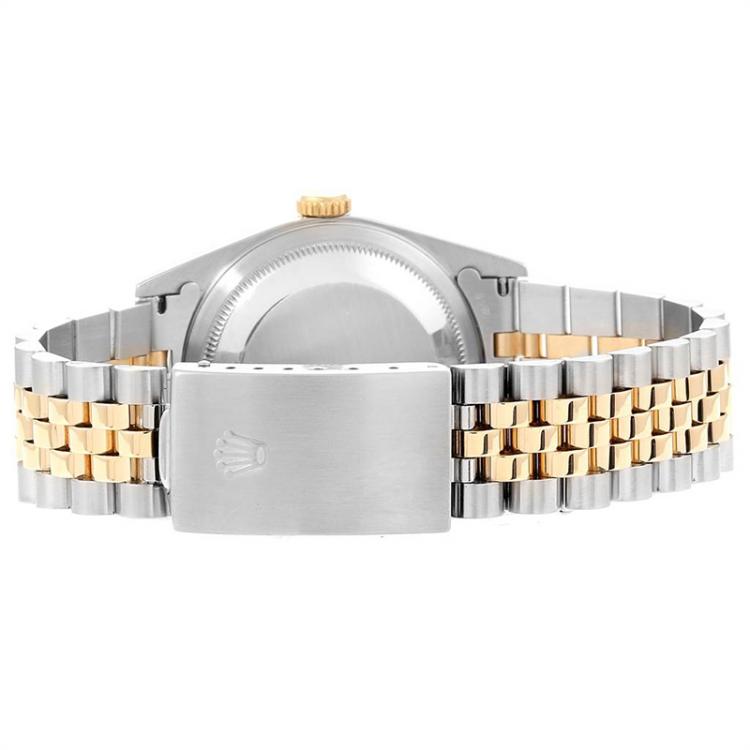 Pre Owned Rolex Silver 18K Yellow Gold Diamond and Stainless Steel Datejust 16233 Men's Wristwatch 36MM