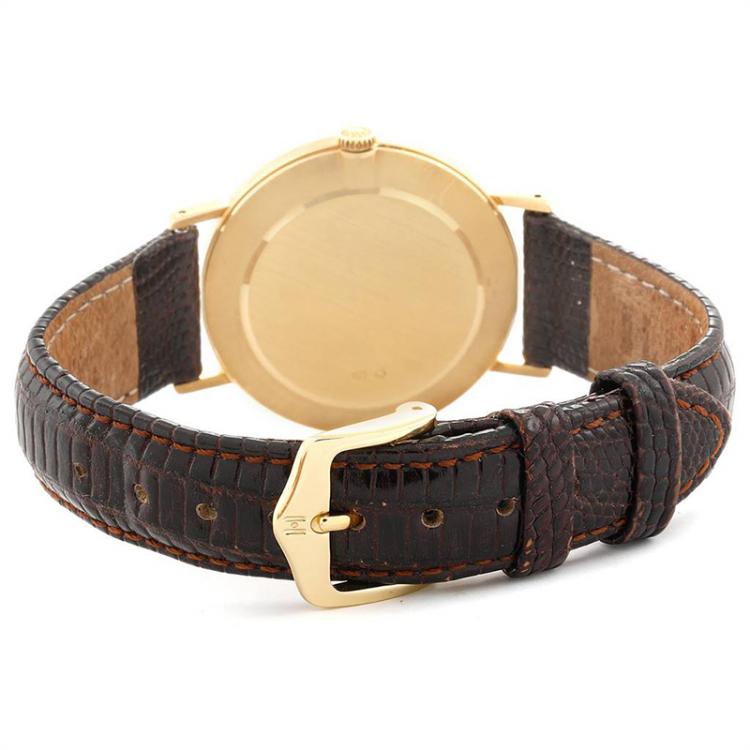 Pre Owned Rolex Champagne 18K Yellow Gold and Leather Cellini 4112 Men's Wristwatch 30.5MM
