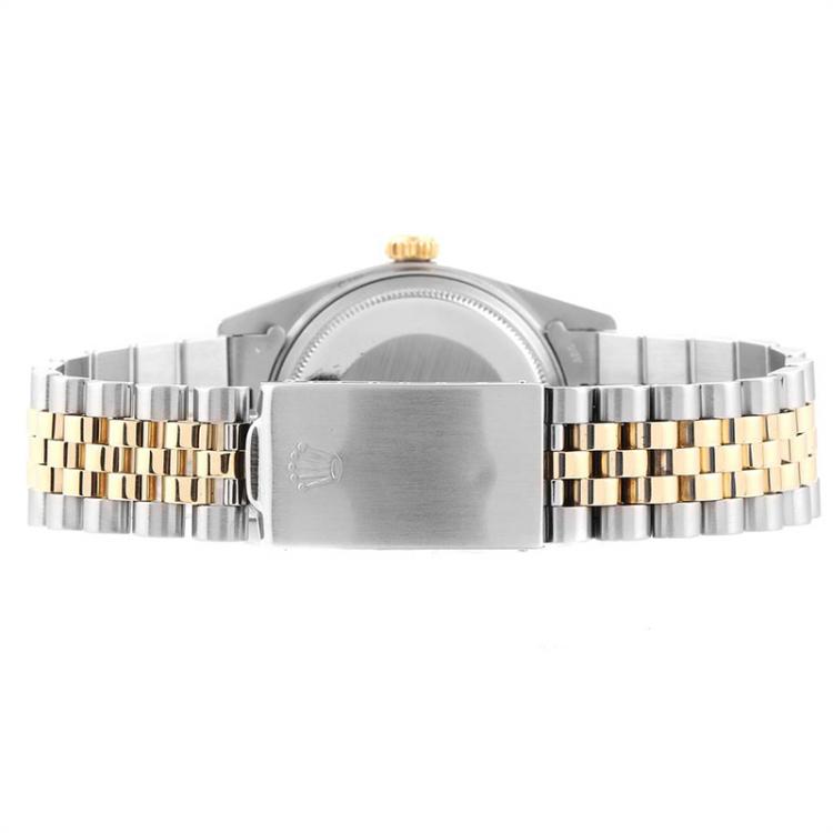Pre Owned Rolex Champagne 14K Yellow Gold Stainless Steel Datejust 1601 Men's Wristwatch 34 MM