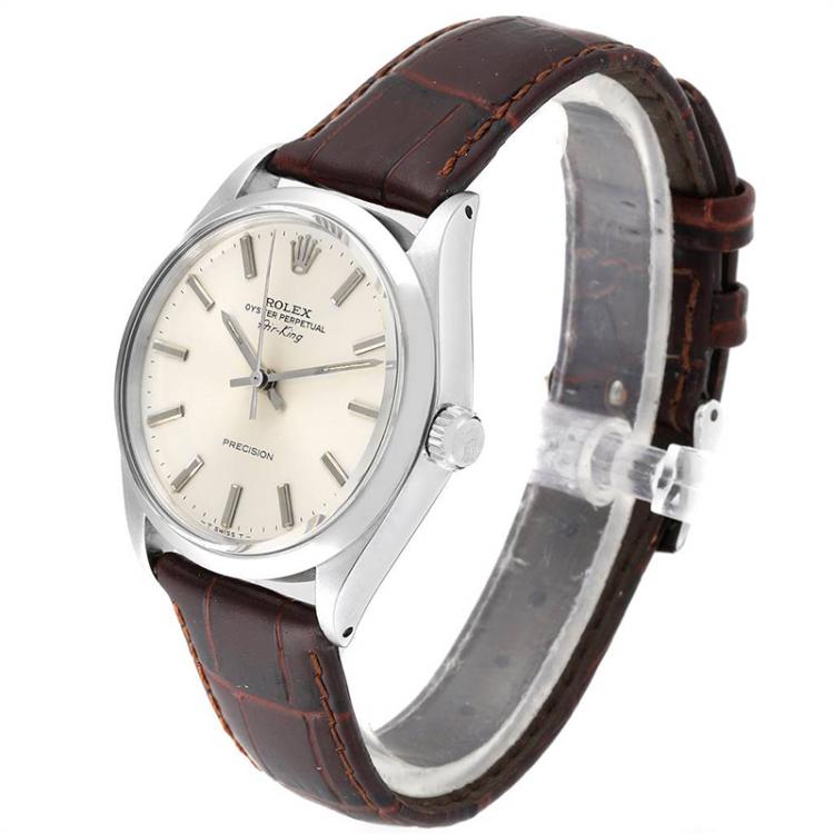 Pre Owned Rolex Silver Stainless Steel Air King 5500 Men's Wristwatch 34 MM