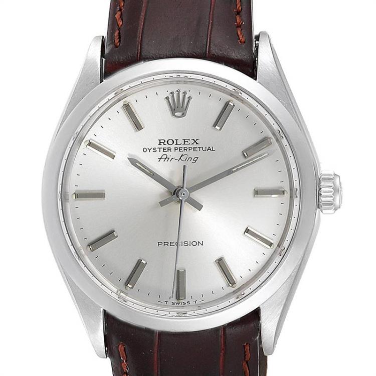 Pre Owned Rolex Silver Stainless Steel Air King 5500 Men's Wristwatch 34 MM