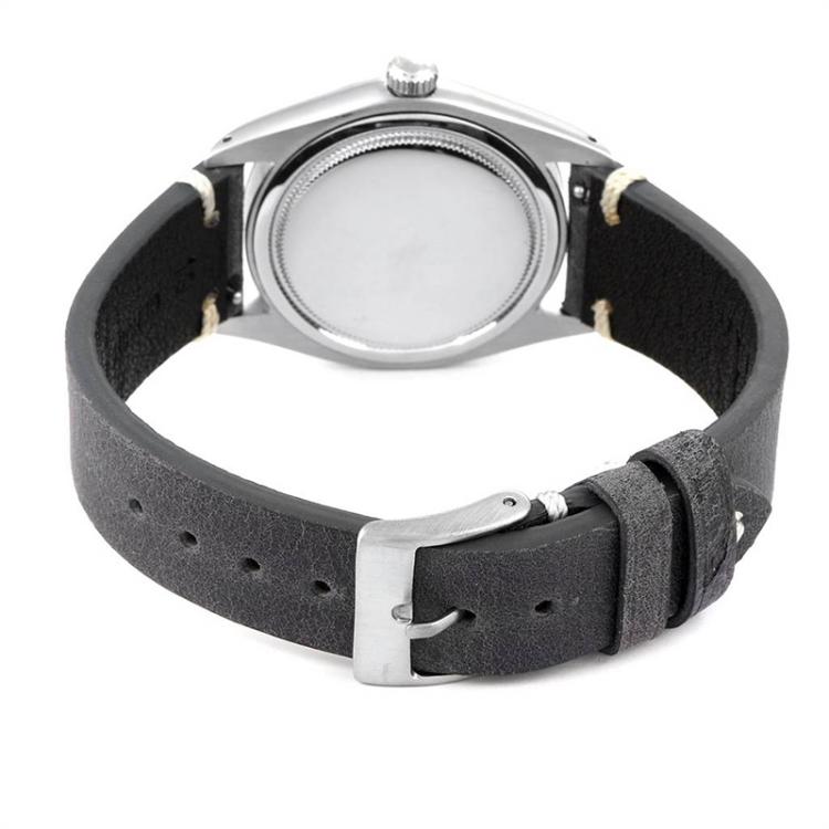 Pre Owned Rolex Blue Leather and Stainless Steel OysterDate Precision 6694 Men's Wristwatch 35MM