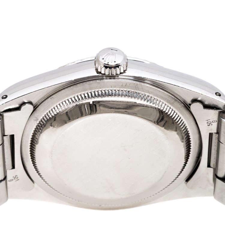 Pre Owned Rolex White Stainless Steel Datejust 16220 Men's Wristwatch 36 mm