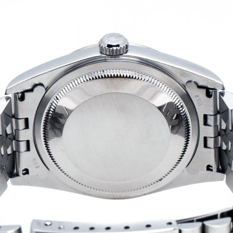 Pre Owned Rolex Silver Stainless Steel Diamonds Datejust 16234 Men's Wristwatch 36 mm