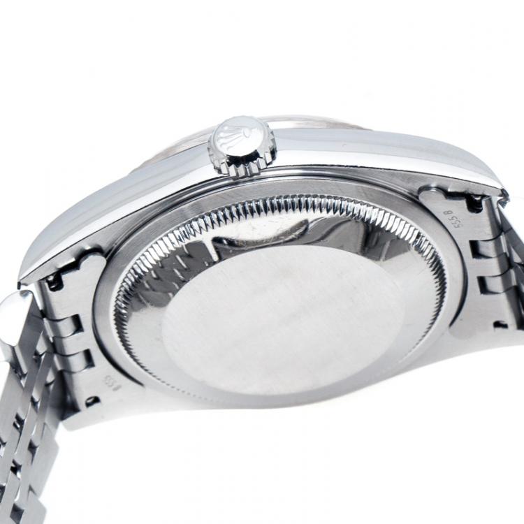 Pre Owned Rolex Silver Stainless Steel Diamonds Datejust 16234 Men's Wristwatch 36 mm